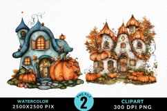 Pumpkin Cottage Sublimation PNG Clipart Product Image 1