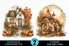 Pumpkin Cottage Sublimation PNG Clipart Product Image 1