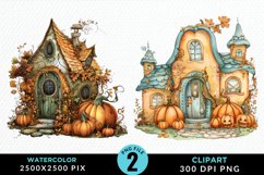 Pumpkin Cottage Sublimation PNG Clipart Product Image 1