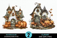 Pumpkin Cottage Sublimation PNG Clipart Product Image 1