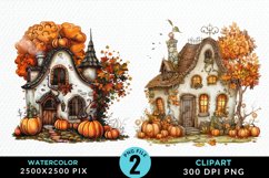 Pumpkin Cottage Sublimation PNG Clipart Product Image 1