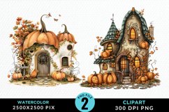 Pumpkin Cottage Sublimation PNG Clipart Product Image 1