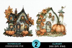 Pumpkin Cottage Sublimation PNG Clipart Product Image 1