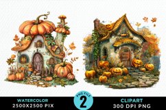 Pumpkin Cottage Sublimation PNG Clipart Product Image 1