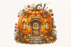 Pumpkin Cottage House PNG Product Image 1
