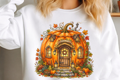 Pumpkin Cottage House PNG Product Image 3