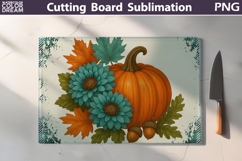 Pumpkin Floral Kitchen Cutting Board | Thanksgiving Design Product Image 1