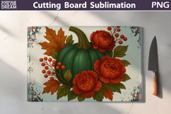 Pumpkin Floral Kitchen Cutting Board | Thanksgiving Design Product Image 1
