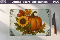 Pumpkin Floral Kitchen Cutting Board | Thanksgiving Design Product Image 1
