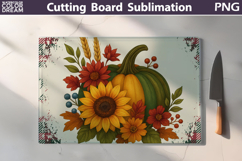 Pumpkin Floral Kitchen Cutting Board | Thanksgiving Design Product Image 1