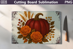 Pumpkin Floral Kitchen Cutting Board | Thanksgiving Design Product Image 1