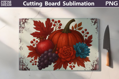Pumpkin Floral Kitchen Cutting Board | Thanksgiving Design Product Image 1