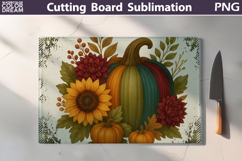 Pumpkin Floral Kitchen Cutting Board | Thanksgiving Design Product Image 1