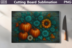 Pumpkin Sunflowers Cutting Board | Thanksgiving Sublimation Product Image 3