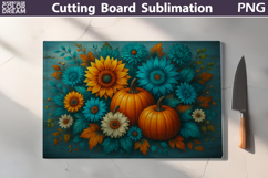 Pumpkin Sunflowers Cutting Board | Thanksgiving Sublimation Product Image 4