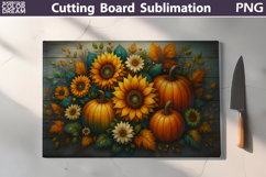 Pumpkin Sunflowers Cutting Board | Thanksgiving Sublimation Product Image 5