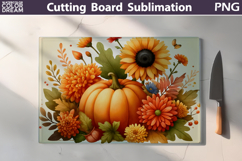 Pumpkin Sunflowers Cutting Board | Thanksgiving Sublimation Product Image 2