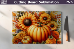 Pumpkin Sunflowers Cutting Board | Thanksgiving Sublimation Product Image 3