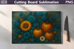 Pumpkin Sunflowers Cutting Board | Thanksgiving Sublimation Product Image 2