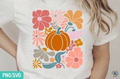 Boho Floral Pumpkin Png, Retro Fall Png, Thanksgiving Png Product Image 2