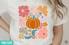 Boho Floral Pumpkin Png, Retro Fall Png, Thanksgiving Png Product Image 2