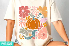 Boho Floral Pumpkin Png, Retro Fall Png, Thanksgiving Png Product Image 4
