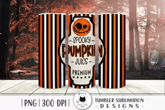 pumpkin drink label for halloween shown on a tumbler