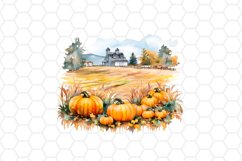 Pumpkin Field Watercolor Clipart