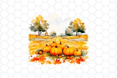 Pumpkin Field Watercolor Clipart
