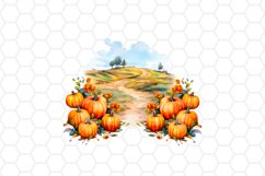 Pumpkin Field Watercolor Clipart
