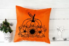 Fall Pumpkin With Flowers Svg, Pumpkin Floral Svg Files. Product Image 3