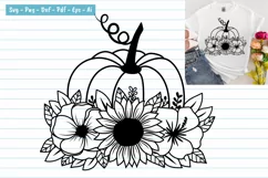 Fall Pumpkin With Flowers Svg, Pumpkin Floral Svg Files. Product Image 1