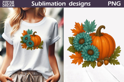 Pumpkin Floral Clipart | Thanksgiving Sublimation Product Image 1