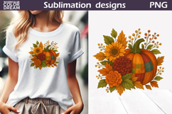 Pumpkin Floral Clipart | Thanksgiving Sublimation Product Image 1
