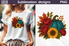 Pumpkin Floral Clipart | Thanksgiving Sublimation Product Image 1