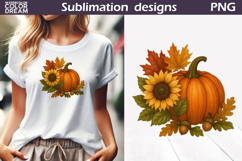 Pumpkin Floral Clipart | Thanksgiving Sublimation Product Image 1