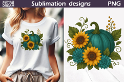 Pumpkin Floral Clipart | Thanksgiving Sublimation Product Image 1