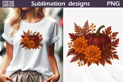 Pumpkin Floral Clipart | Thanksgiving Sublimation Product Image 1