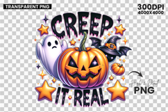 Halloween Creep It Real Pumpkin Ghost Clipart Sublimation Product Image 3