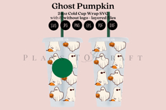 pumpkin ghost halloween starbucks 24oz cold cup tumbler wrap svg presized template for tumbler venti suitable for cutting machine or sublimation