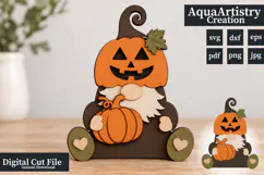 3D Pumpkin Gnome for Halloween Laser Cut Decoration Product Image 1