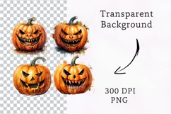 4 PNG Pumpkin Halloween Faces PNG, Pumpkin Halloween Product Image 2