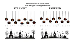 pumpkin halloween skinny tumbler sublimation wrap with high resolution and transparant background are for 20oz and 30oz skinny tumbler