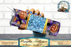 This is a pumpkin Halloween sublimation design. sized to fit a 20oz skinny tumbler. This sublimation tumbler wrap features a glitter band and peekaboo pumpkins