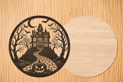 Pumpkin &amp; Haunted House Halloween SVG,Round Laser Cut Door Product Image 2