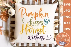 Pumpkin Kisses And Harvest Wishes | Fall Svg Design Product Image 1
