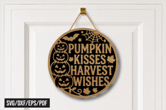 Pumpkin Kisses Harvest Wishes Door Hanger Laser Cut Product Image 1