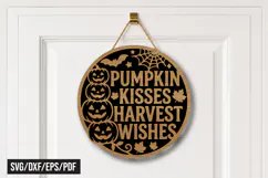 Pumpkin Kisses Harvest Wishes Door Hanger Laser Cut Product Image 1