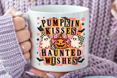 Pumpkin Kisses Haunted Wishes PNG, Pink Ghost Sublimation Product Image 4