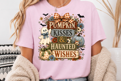 Pumpkin Kisses Haunted Wishes PNG, Rustic Halloween Product Image 3